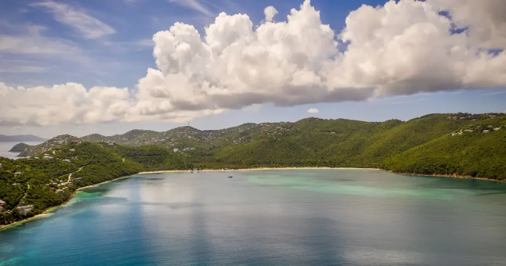Tropical bay landscape for the all inclusive family resorts in the US Virgin Islands guide