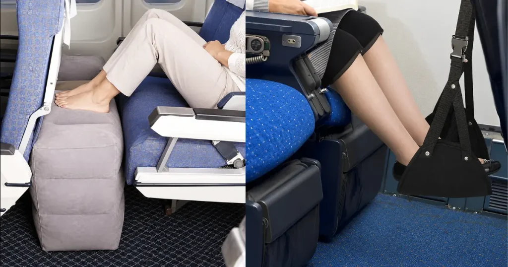 Airplane passenger legroom and seating comfort when choosing long flight essentials